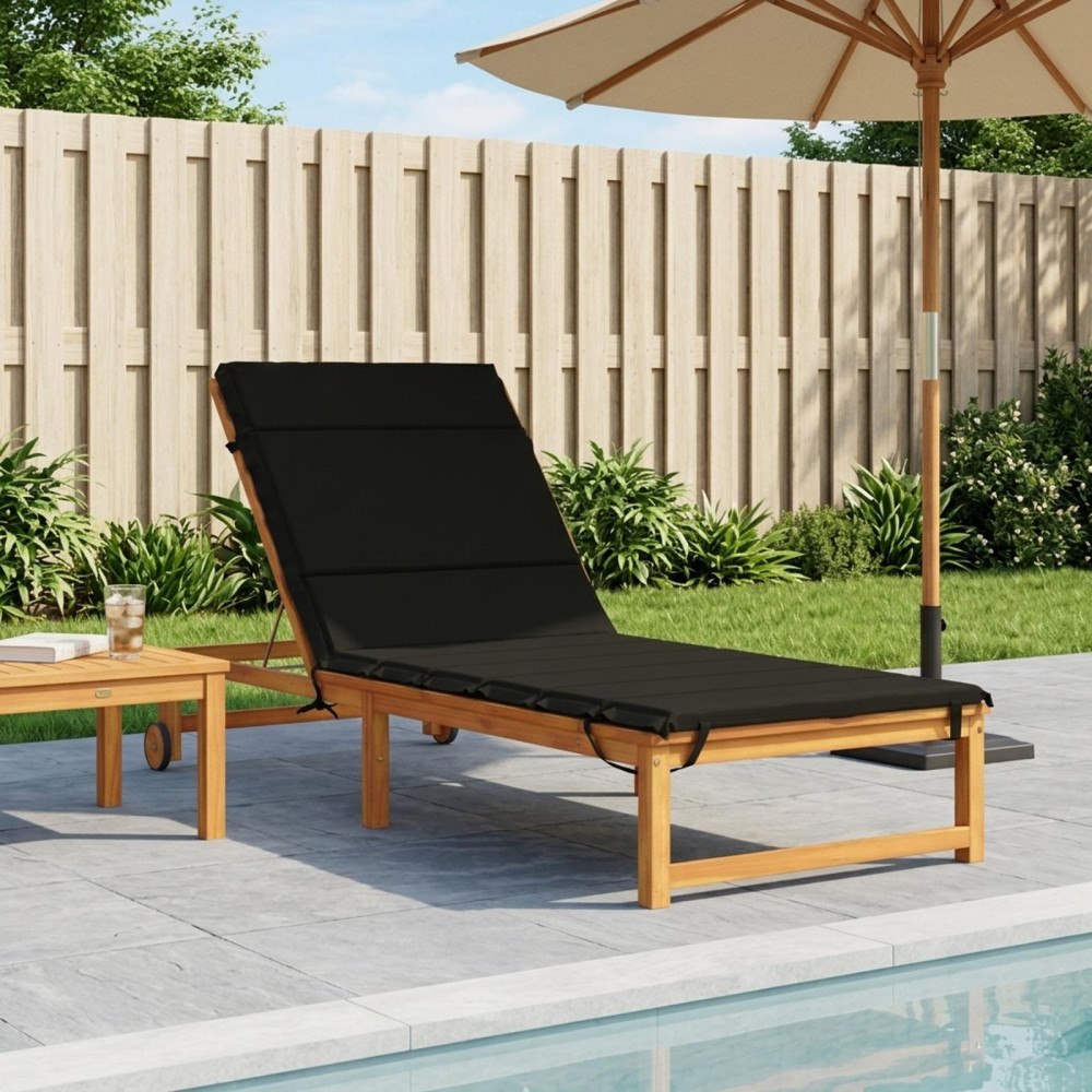 vidaXL Solstol Kudde GEMERT 100% Polyester Svart 200 x 80 x 3 cm