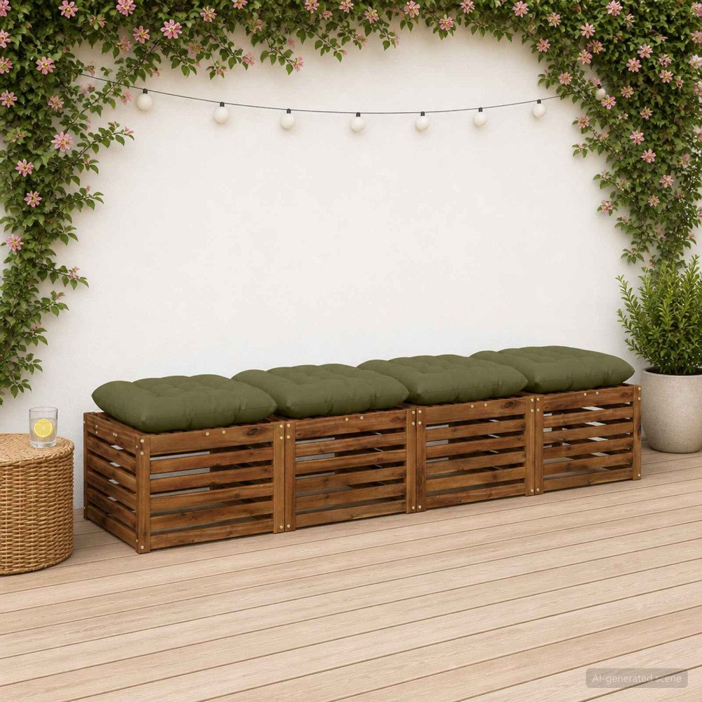 vidaXL Sittkuddar VIANEN 4 st 100% Polyester Olivgrön 45 x 45 x 12 cm
