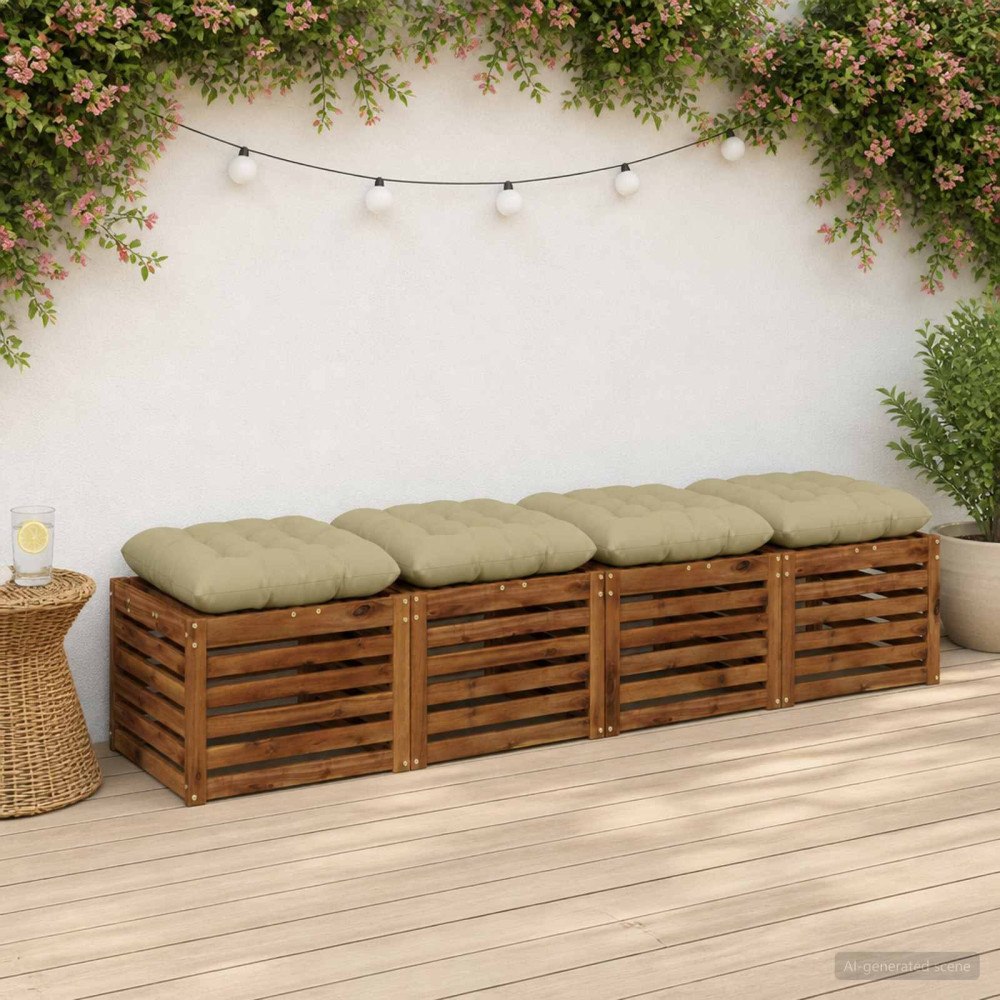 vidaXL Sittkuddar VIANEN 4 st 100% Polyester Ljusgrön 50 x 50 x 12 cm