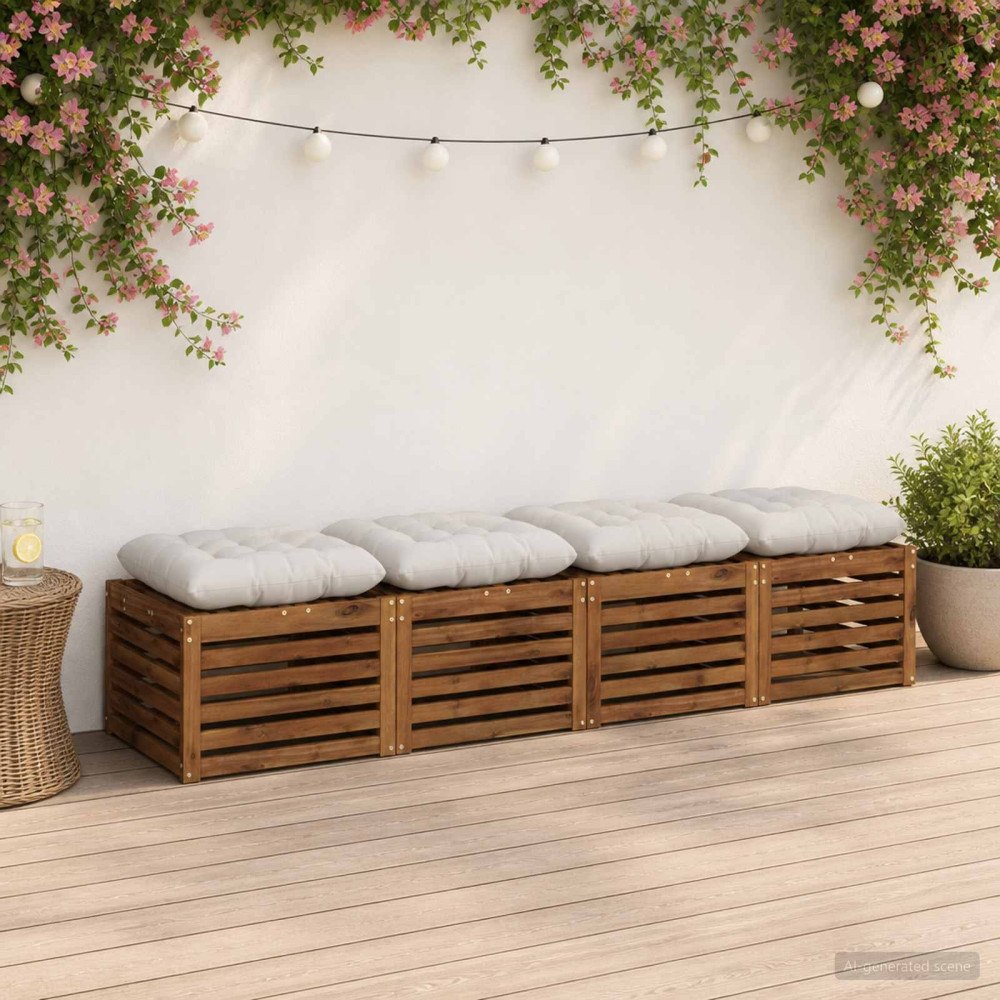 vidaXL Sittkuddar VIANEN 4 st 100% Polyester Vit 50 x 50 x 12 cm