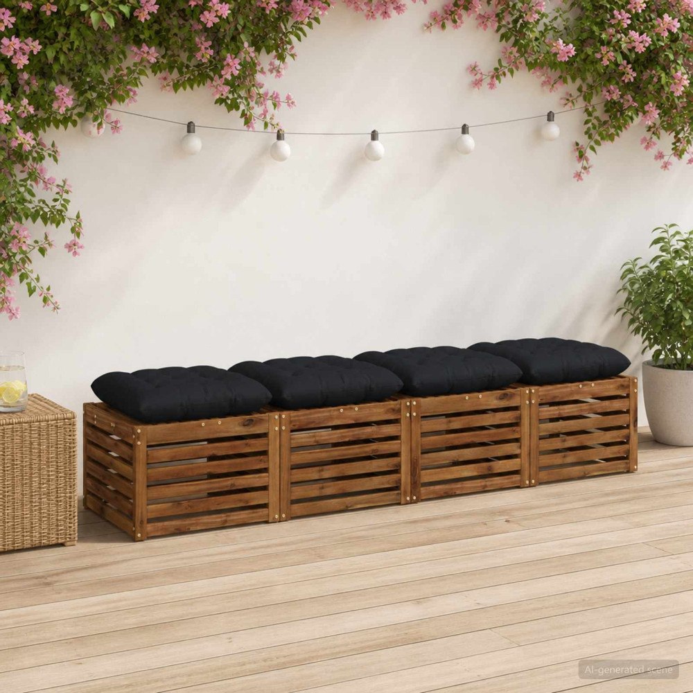 vidaXL Sittkuddar VIANEN 4 st 100% Polyester Mörkblå 50 x 50 x 12 cm