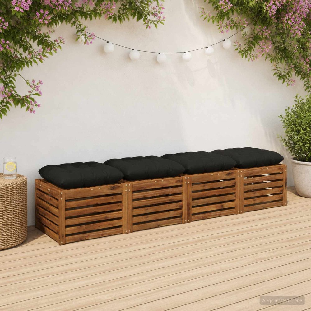 vidaXL Sittkuddar VIANEN 4 st 100% Polyester Svart 50 x 50 x 12 cm