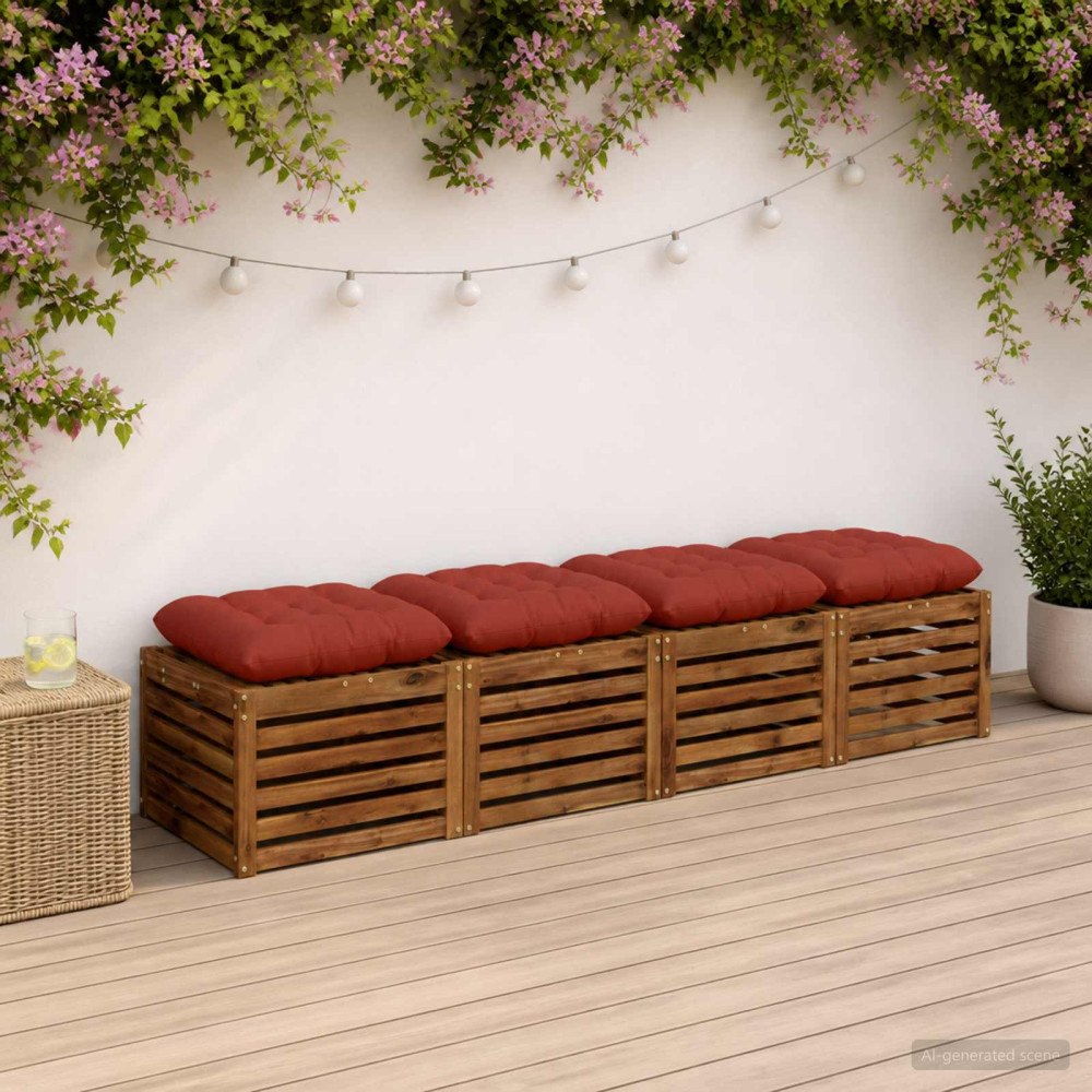 vidaXL Sittkuddar VIANEN 4 st 100% Polyester Röd 50 x 50 x 12 cm