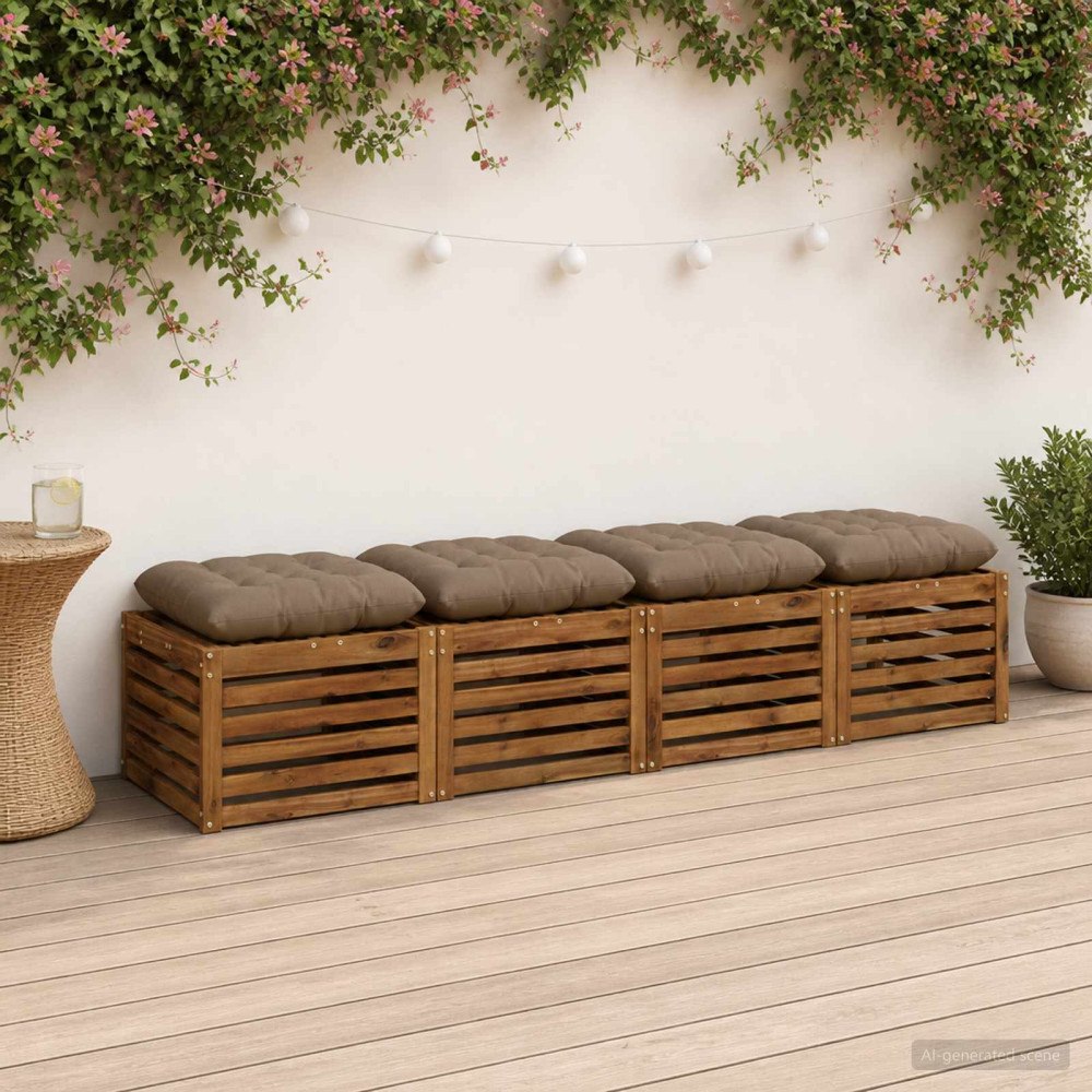 vidaXL Sittkuddar VIANEN 4 st 100% Polyester Taupe 60 x 60 x 12 cm