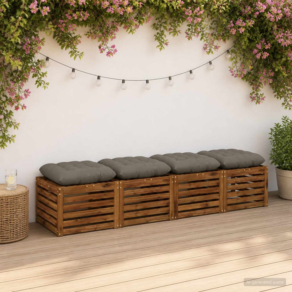 vidaXL Sittkuddar VIANEN 4 st 100% Polyester Grå 60 x 60 x 12 cm