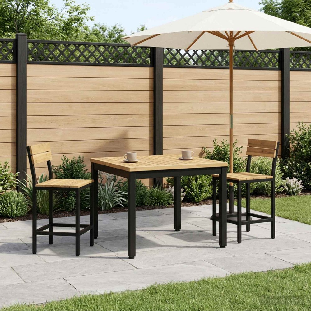 vidaXL Kaffeebord Vit och svart 60 x 60,5 x 36 cm Massivt Akaciaträ