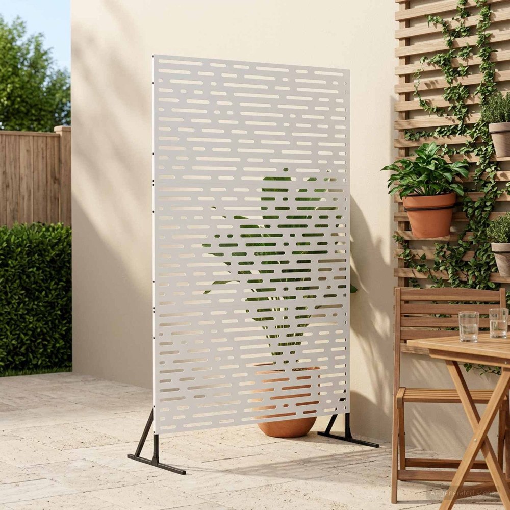 vidaXL Avskärmningsskärm 100 x 50 x 180 cm Stål Vit