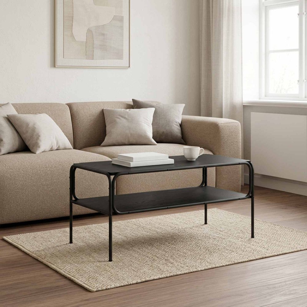 vidaXL Sidobord Svart ek 100 x 50 x 46 cm Konstruerat trä