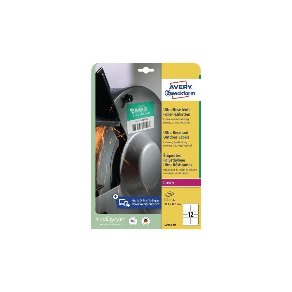 AVERY Avery Zweckform L7913-10 - etiketter - matt - 120 etikett (er) - 99.1 x 42.3 mm