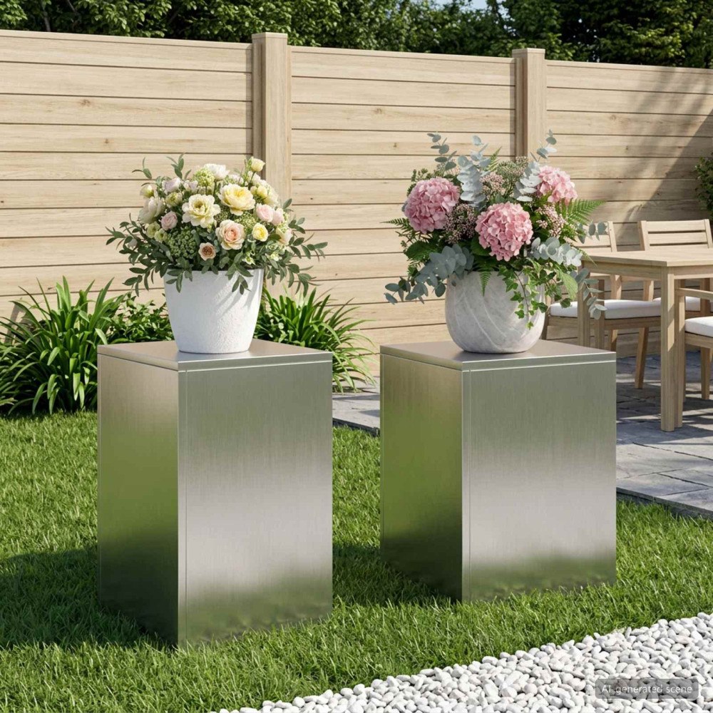 vidaXL Växtställ 2 pcs Silver 30 x 30 x 40 cm Stål