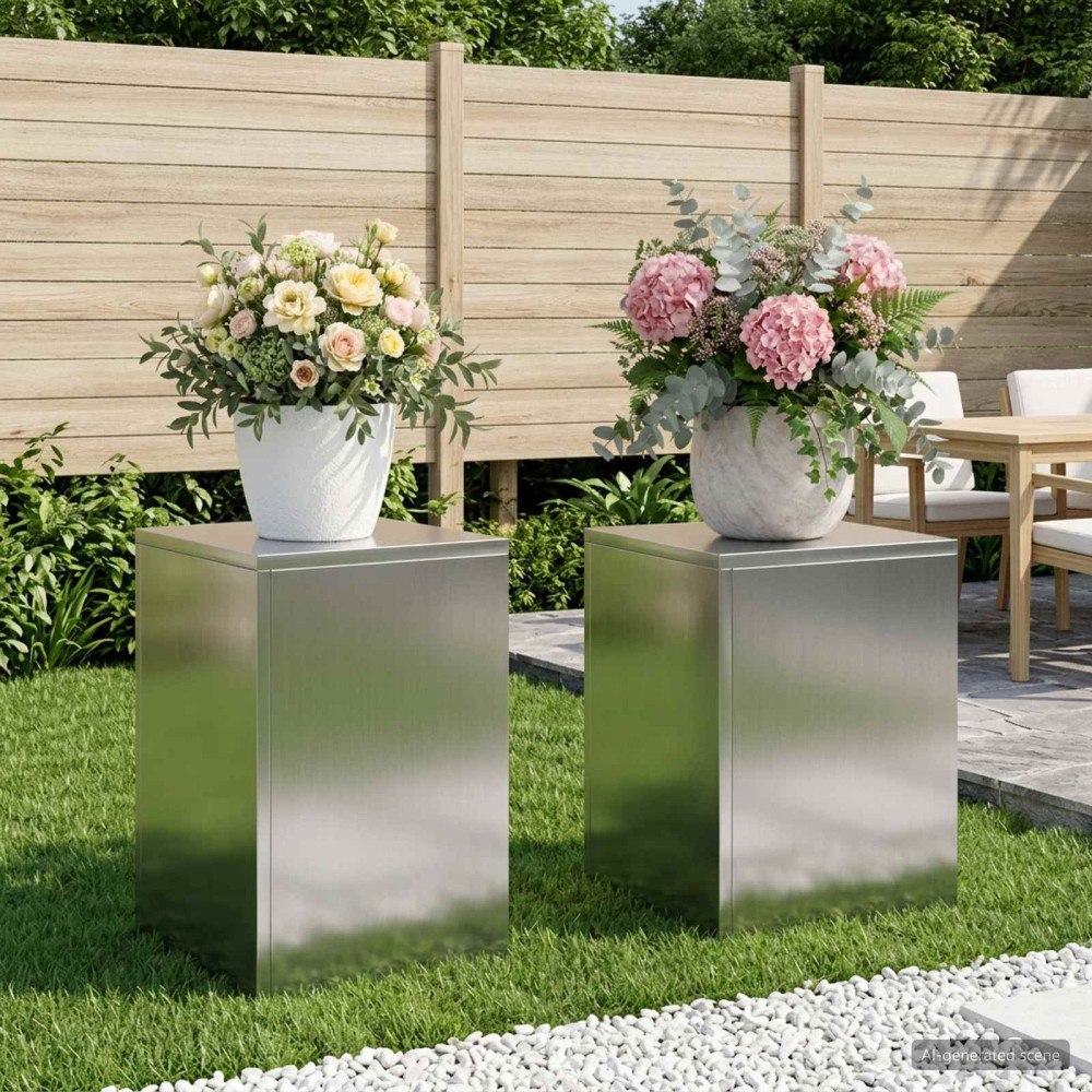 vidaXL Växtställ 2 pcs Silver 30 x 30 x 40 cm Rostfritt stål