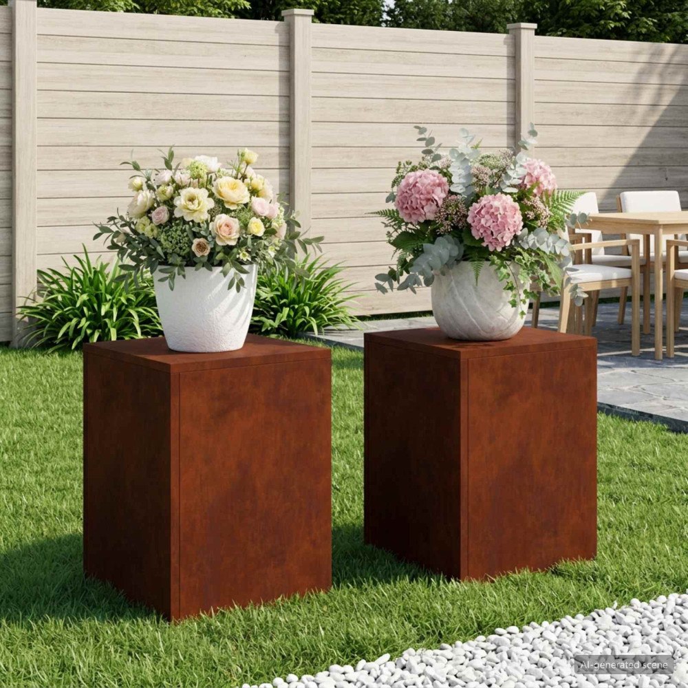 vidaXL Växtställ 2 pcs Rostig 30 x 30 x 40 cm Väderbeständig stål