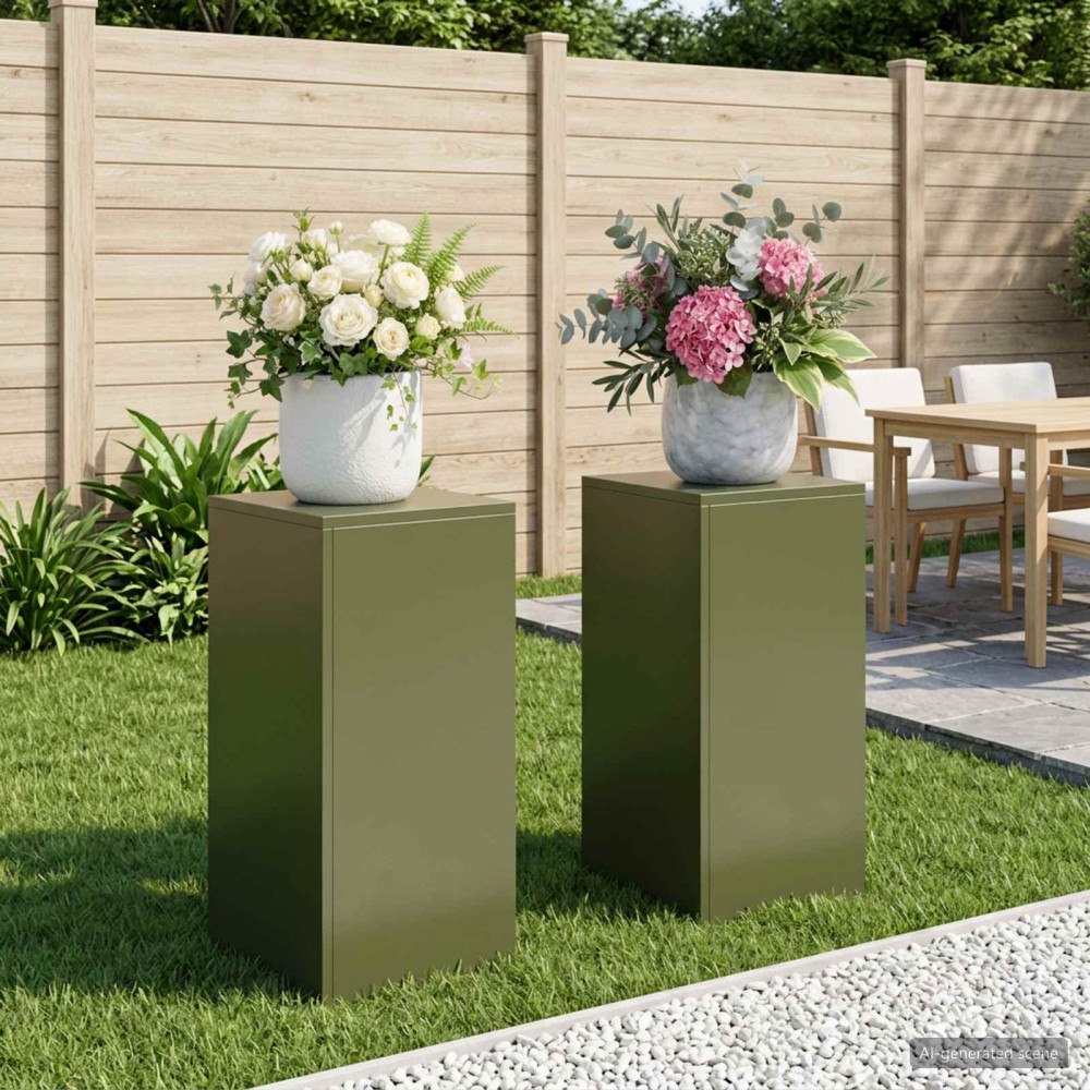 vidaXL Växtställ 2 pcs Olivgrön 30 x 30 x 60 cm Stål