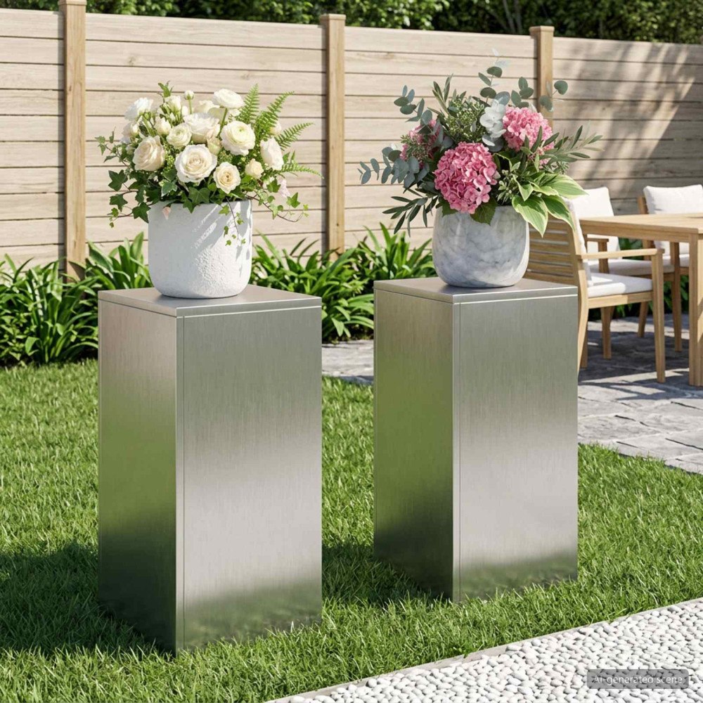 vidaXL Växtställ 2 pcs Silver 30 x 30 x 60 cm Stål