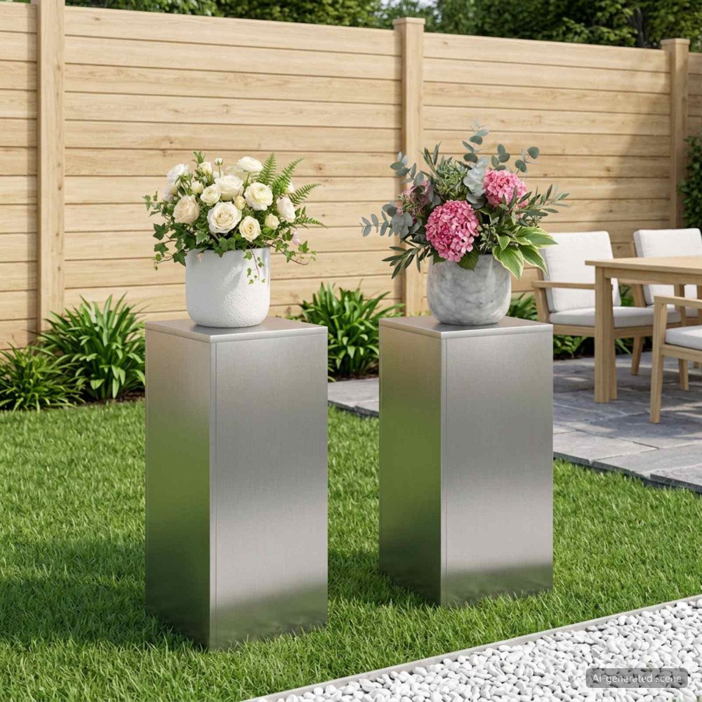 vidaXL Växtställ 2 pcs Silver 30 x 30 x 60 cm Rostfritt stål