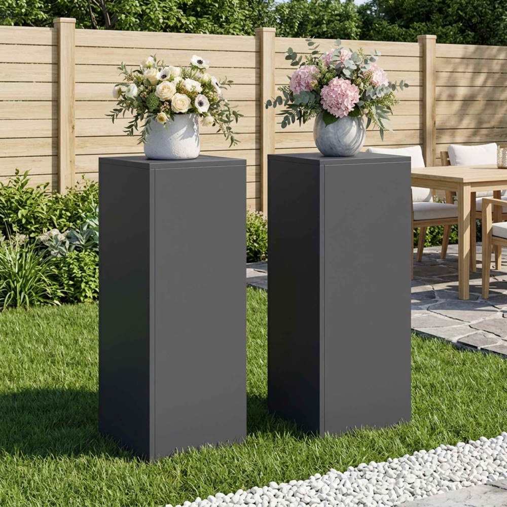 vidaXL Växtställ 2 pcs Antracit 30 x 30 x 80 cm Galvaniserat stål