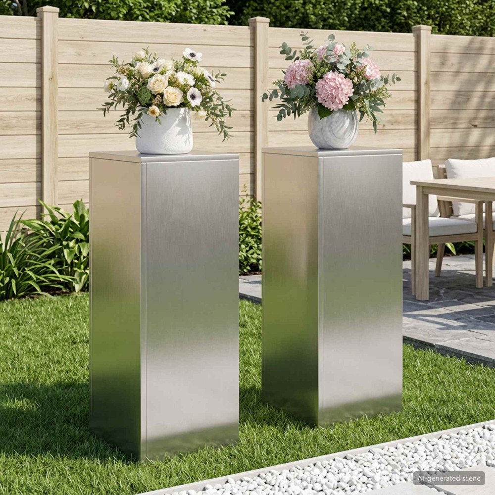 vidaXL Växtställ 2 pcs Silver 30 x 30 x 80 cm Stål