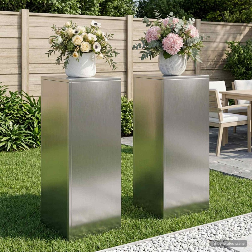 vidaXL Växtställ 2 pcs Silver 30 x 30 x 80 cm Rostfritt stål