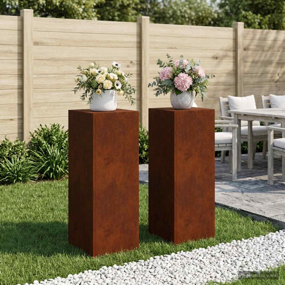 vidaXL Växtställ 2 pcs Rostig 30 x 30 x 80 cm Väderbeständig stål