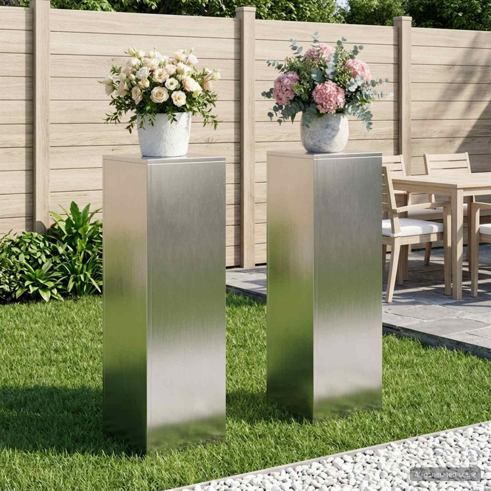 vidaXL Växtställ 2 pcs Silver 30 x 30 x 100 cm Stål