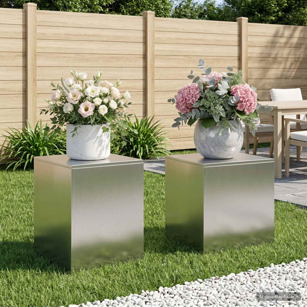 vidaXL Växtställ 2 pcs Silver 40 x 40 x 40 cm Stål