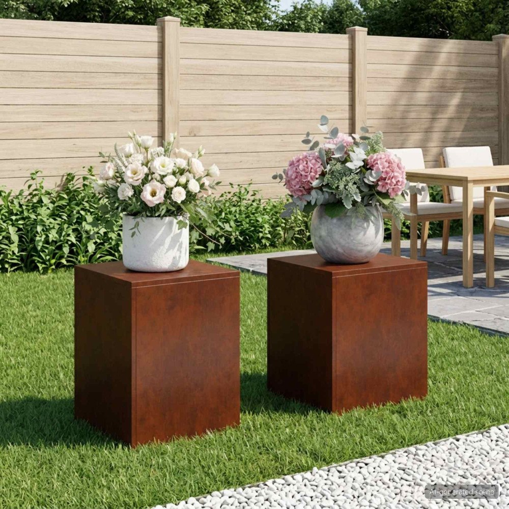 vidaXL Växtställ 2 pcs Rostig 40 x 40 x 40 cm Väderbeständig stål