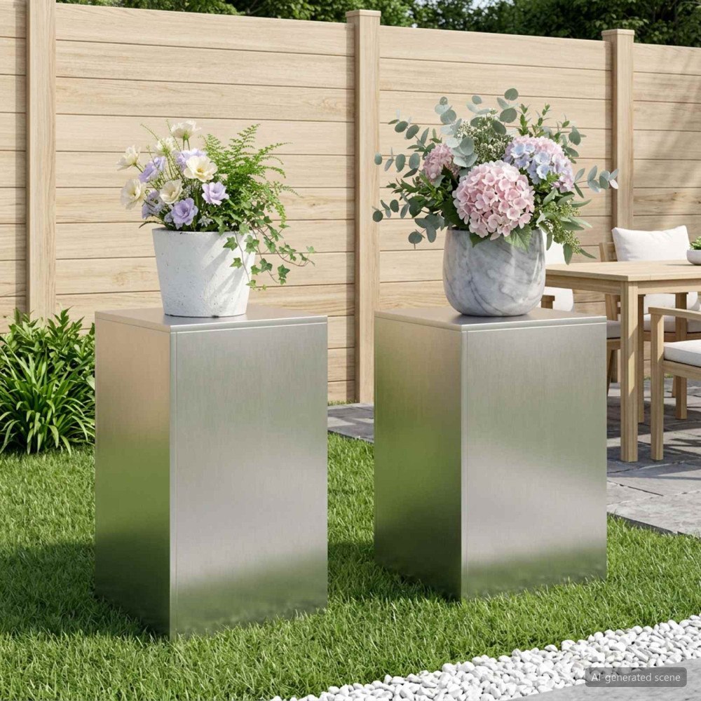 vidaXL Växtställ 2 pcs Silver 40 x 40 x 60 cm Stål