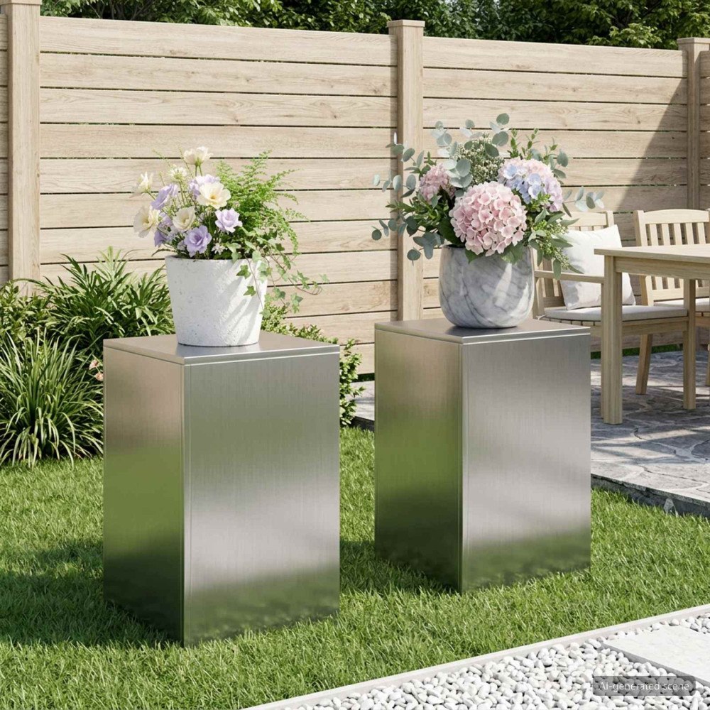 vidaXL Växtställ 2 pcs Silver 40 x 40 x 60 cm Rostfritt stål