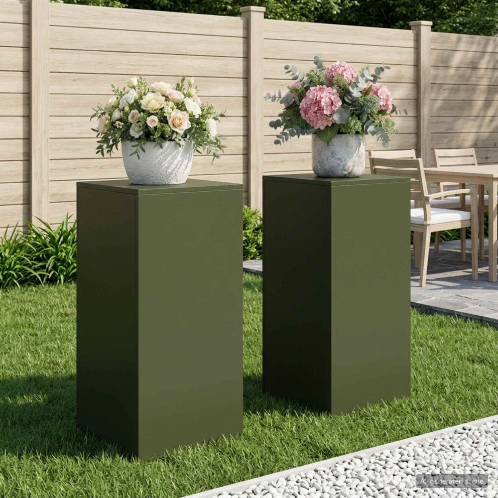 vidaXL Växtställ 2 pcs Olivgrön 40 x 40 x 80 cm Stål