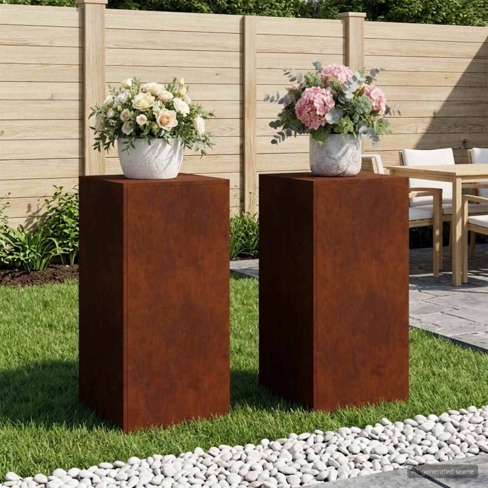 vidaXL Växtställ 2 pcs Rostig 40 x 40 x 80 cm Väderbeständig stål