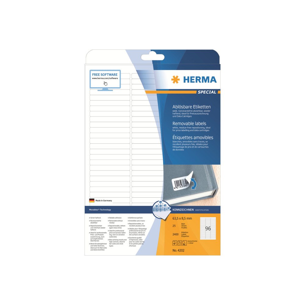 HERMA HERMA Special - etiketter - matt - 2400 etikett (er) - 63.5 x 8.5 mm