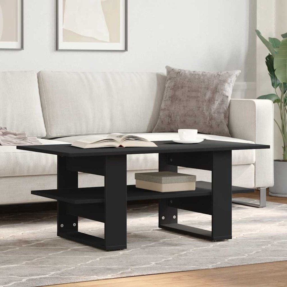 vidaXL Soffbord svart 102x55x42 cm konstruerat trä