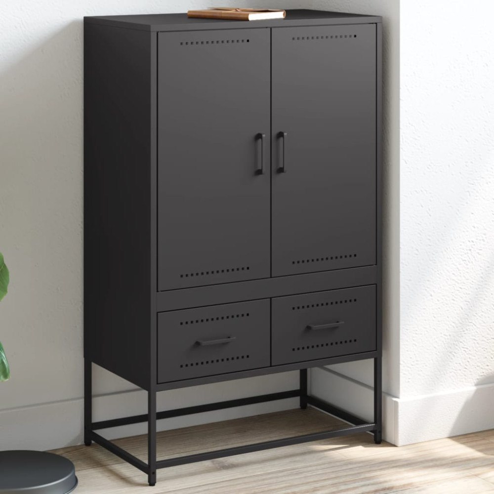 vidaXL Högskåp svart 68x39x111,5 cm stål