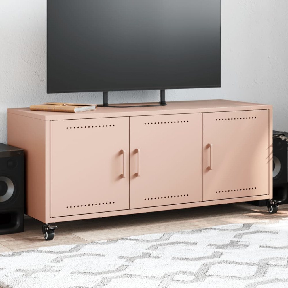 vidaXL Tv-bänk rosa 100,5x39x43,5 cm stål