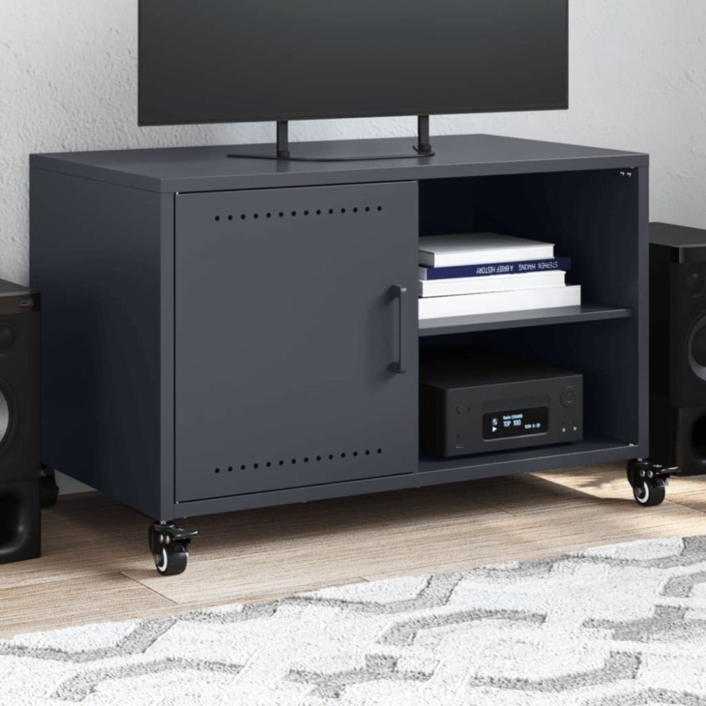 vidaXL Tv-bänk antracit 68x39x43,5 cm stål