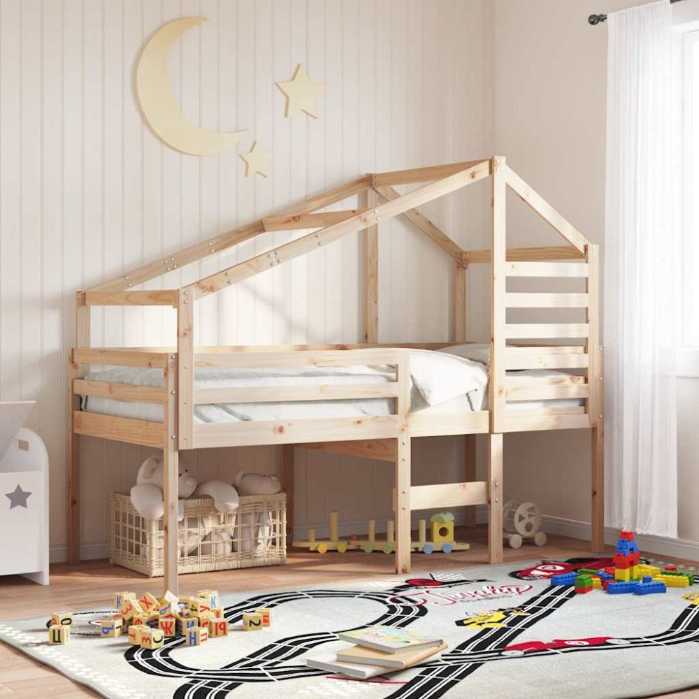 vidaXL Tak till barnsäng 198x87x113 cm massiv furu