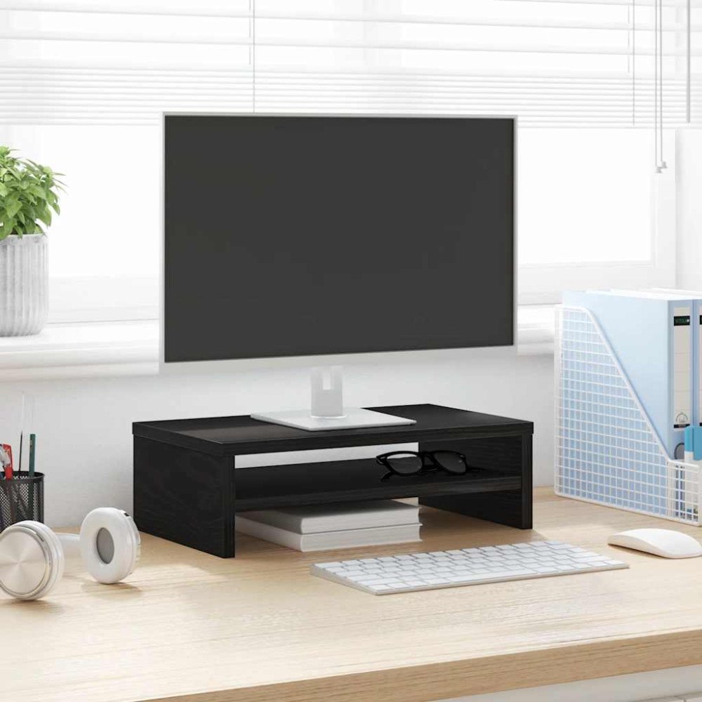 vidaXL Monitorstativ svart ek 42x24x13 cm konstruerat trä