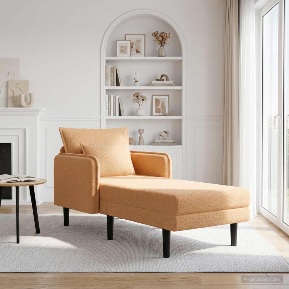 vidaXL Stor schäslong Beige Bouclé