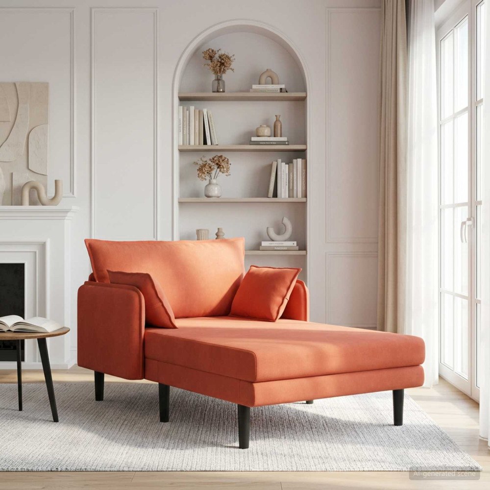 vidaXL Stor schäslong Röd orange Mockatyg