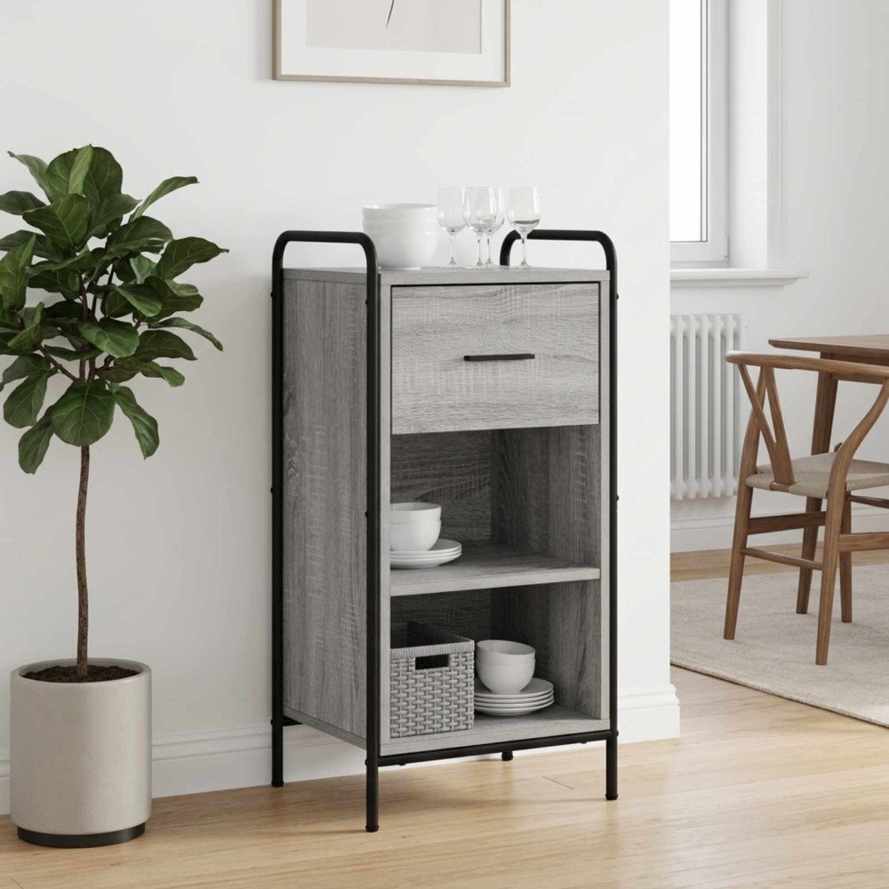 vidaXL Sideboard Grå Sonoma 97 x 33 x 81 cm Konstruerat trä