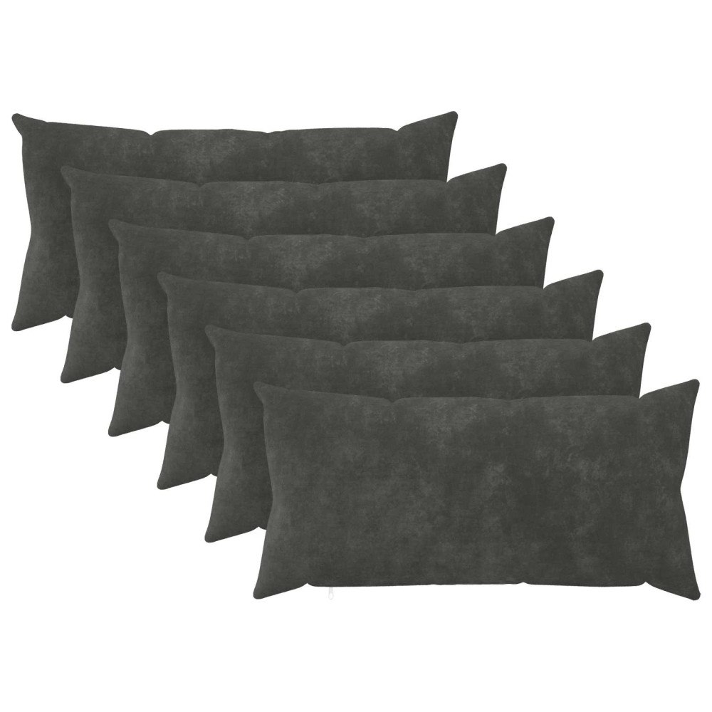 vidaXL Kuddöverdrag 6 st HEERLEN Antracit 40 x 80 cm Mikrofiber Fleece
