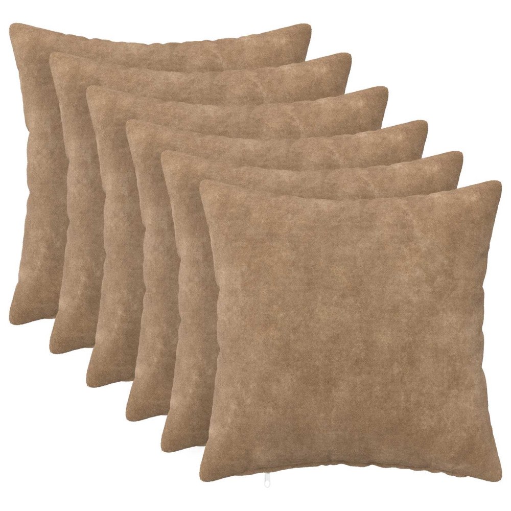 vidaXL Kuddöverdrag 6 st HEERLEN Taupe 50 x 50 cm Mikrofiber Fleece