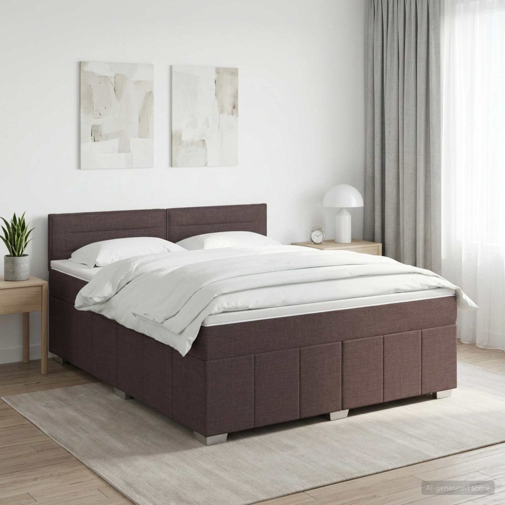 vidaXL Kontinentalsäng med madrass Mörkbrun 160 x 200 cm Tyg