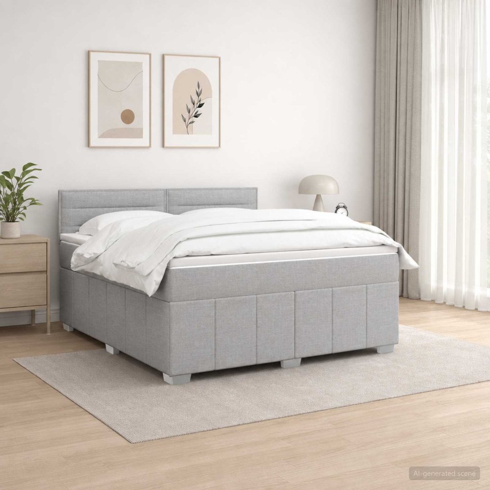 vidaXL Kontinentalsäng med madrass Ljusgrå 180 x 200 cm Tyg