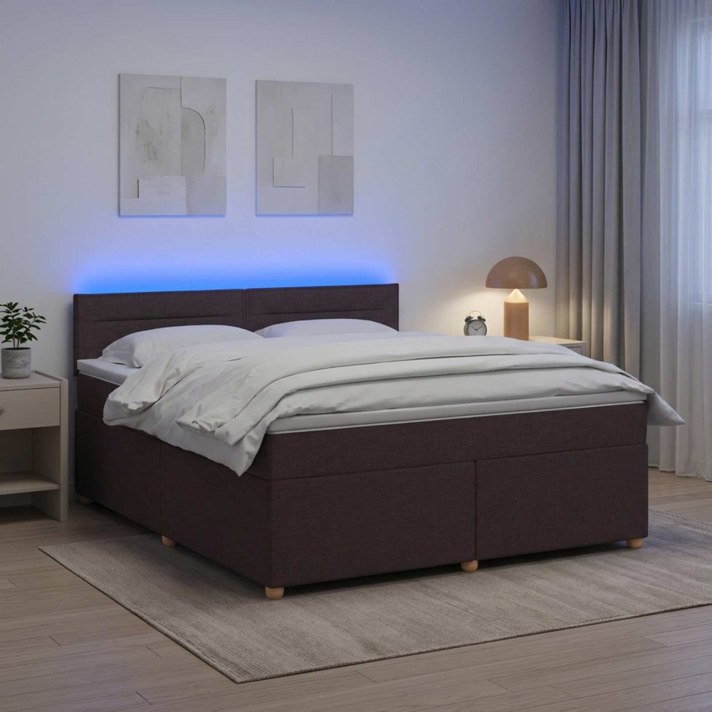 vidaXL Kontinentalsäng med madrass Mörkbrun 160 x 200 cm Tyg