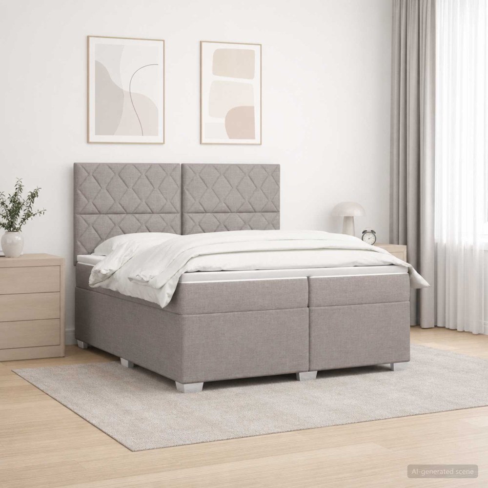 vidaXL Kontinentalsäng med madrass Taupe 200 x 200 cm Tyg