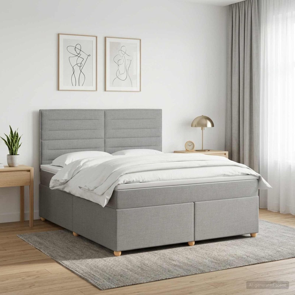 vidaXL Kontinentalsäng med madrass Ljusgrå 180 x 200 cm Tyg