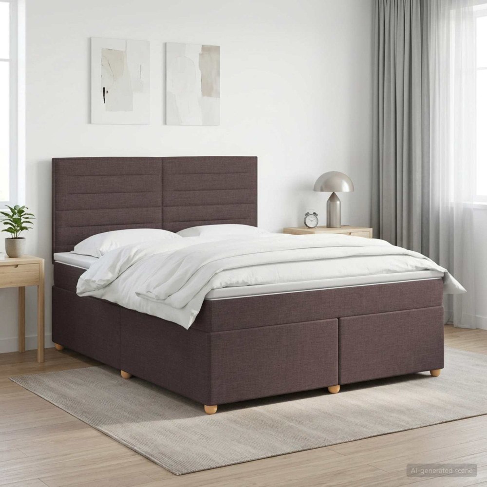 vidaXL Kontinentalsäng med madrass Mörkbrun 180 x 200 cm Tyg