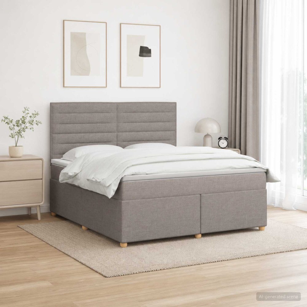 vidaXL Kontinentalsäng med madrass Taupe 180 x 200 cm Tyg