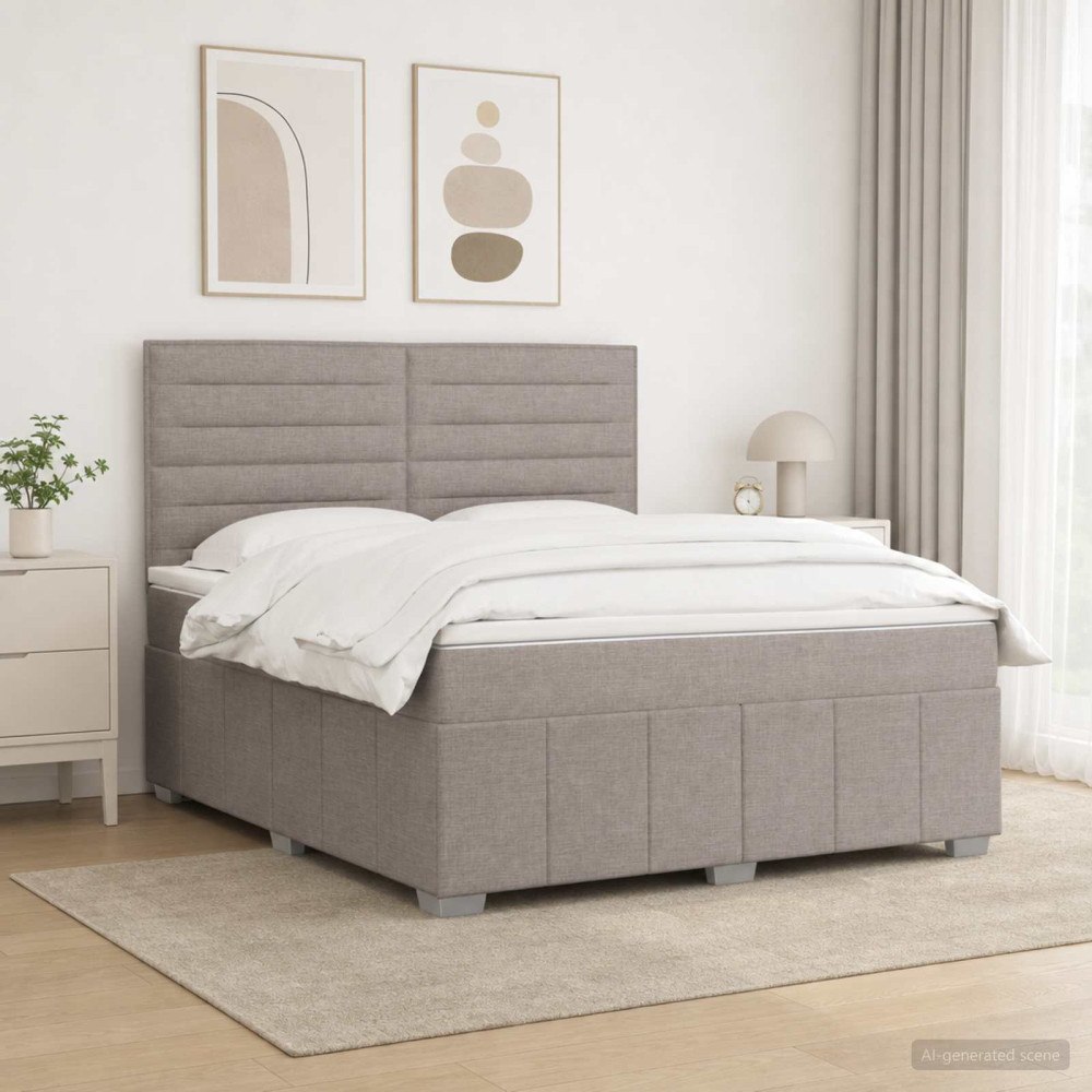 vidaXL Kontinentalsäng med madrass Taupe 180 x 200 cm Tyg